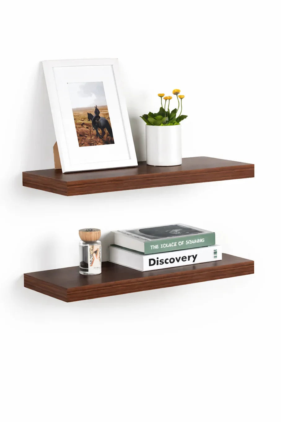 Set of 2 Dark Walnut Floating Shelves