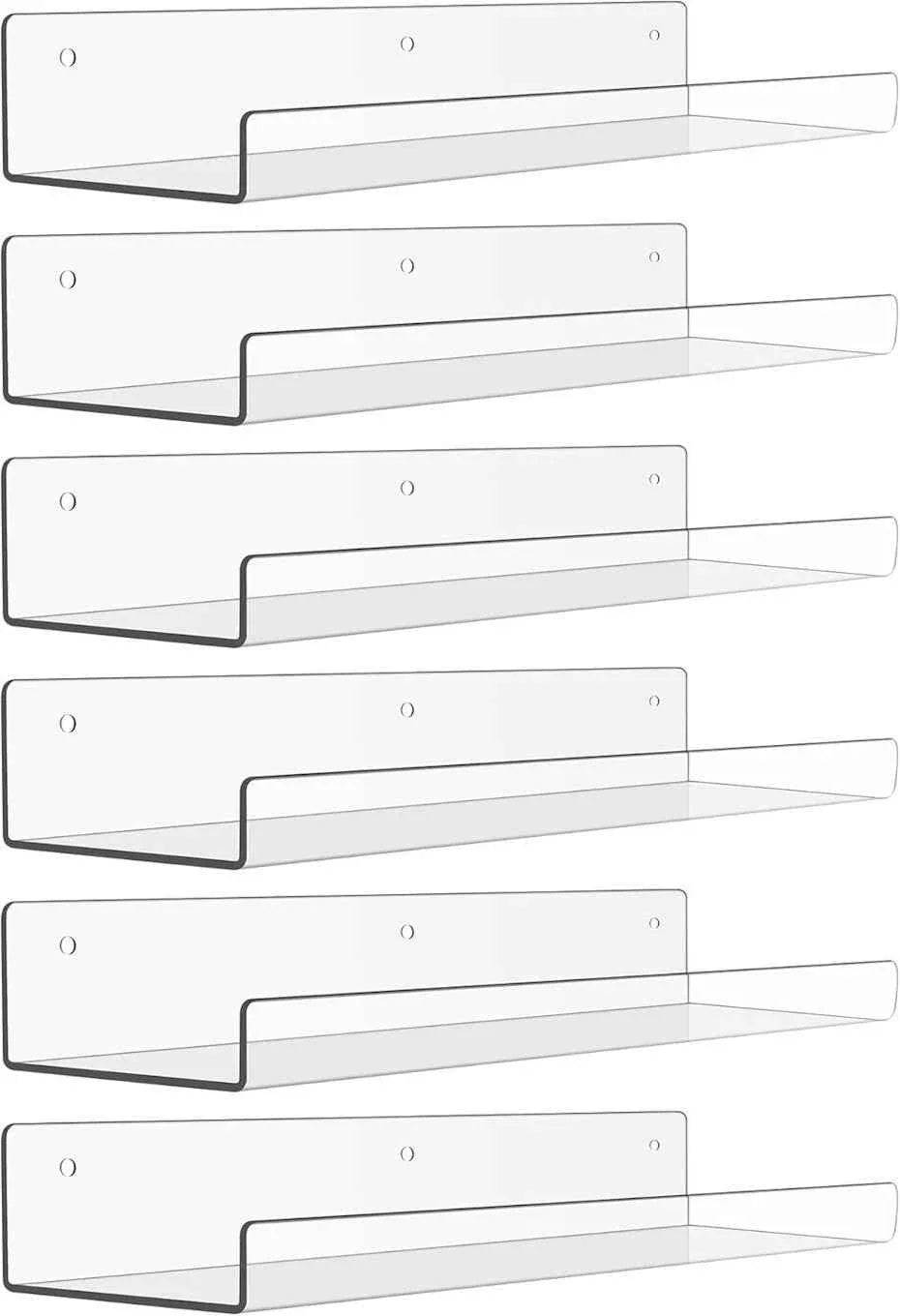 Clear Acrylic Floating Wall Shelves 6 Pack