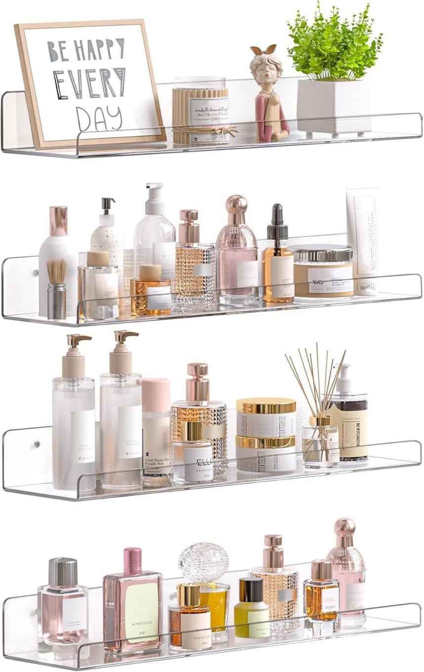 Clear Acrylic Floating Shelves 15 Inch Set of 4