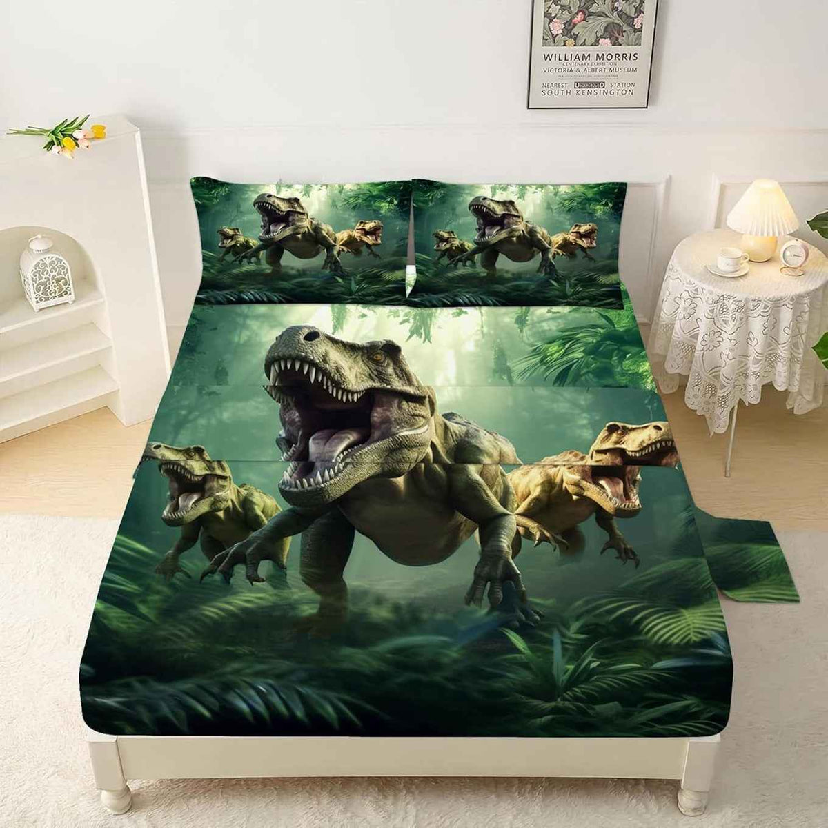 3D Dinosaur Twin Bedsheet Set for Kids