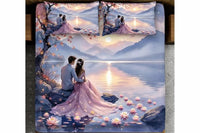 Romantic Sunset Lake Couple Bedsheet