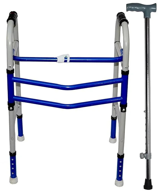 Heavy duty bariatric walker with sturdy frame and ergonomic grips, designed for adult mobility support