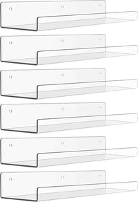 Clear Acrylic Floating Wall Shelves 6 Pack