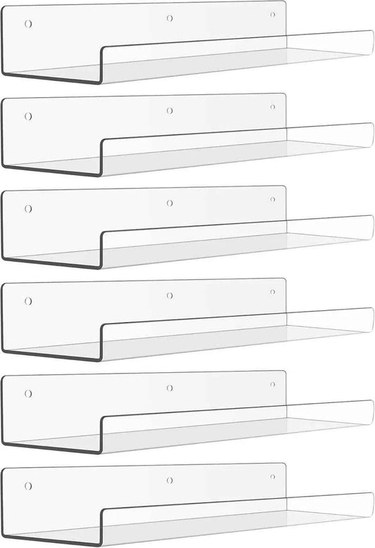 Clear Acrylic Floating Wall Shelves 6 Pack