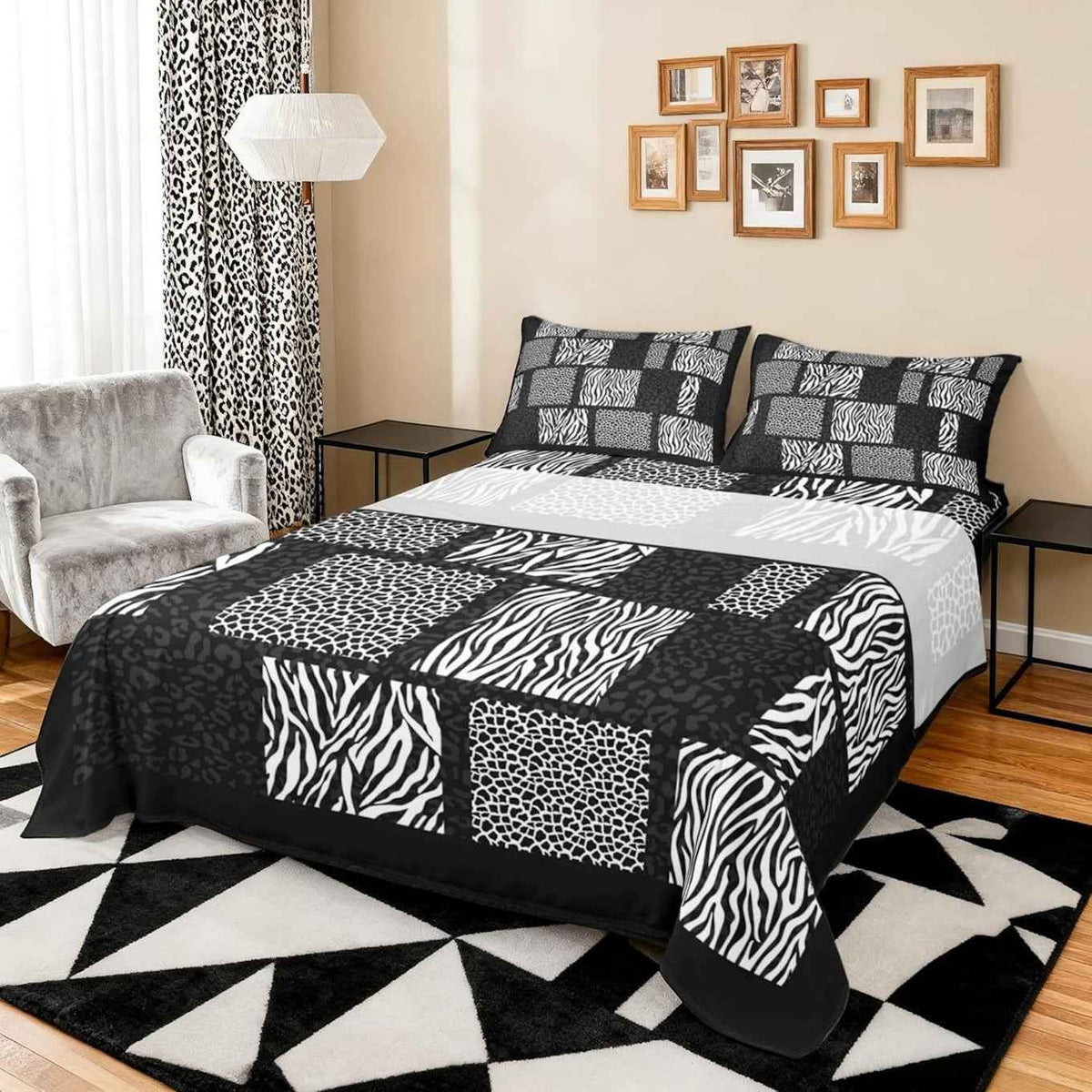 Cheetah Zebra Print Queen Bedsheet Set