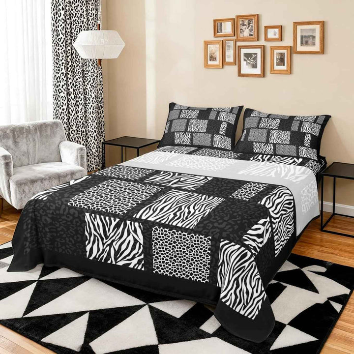 Cheetah Zebra Print Queen Bedsheet Set