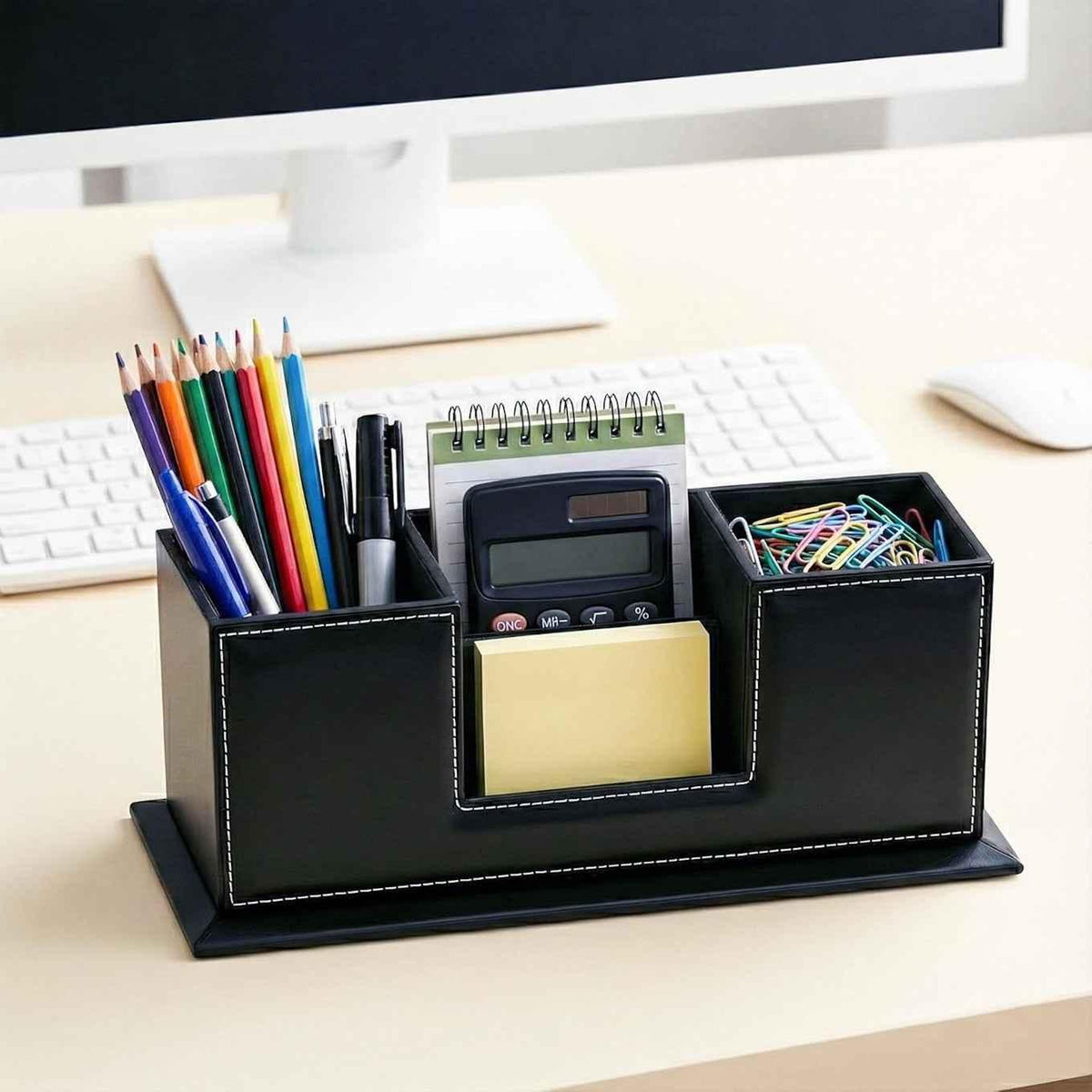 Leather Desk Organizer with Card Holder