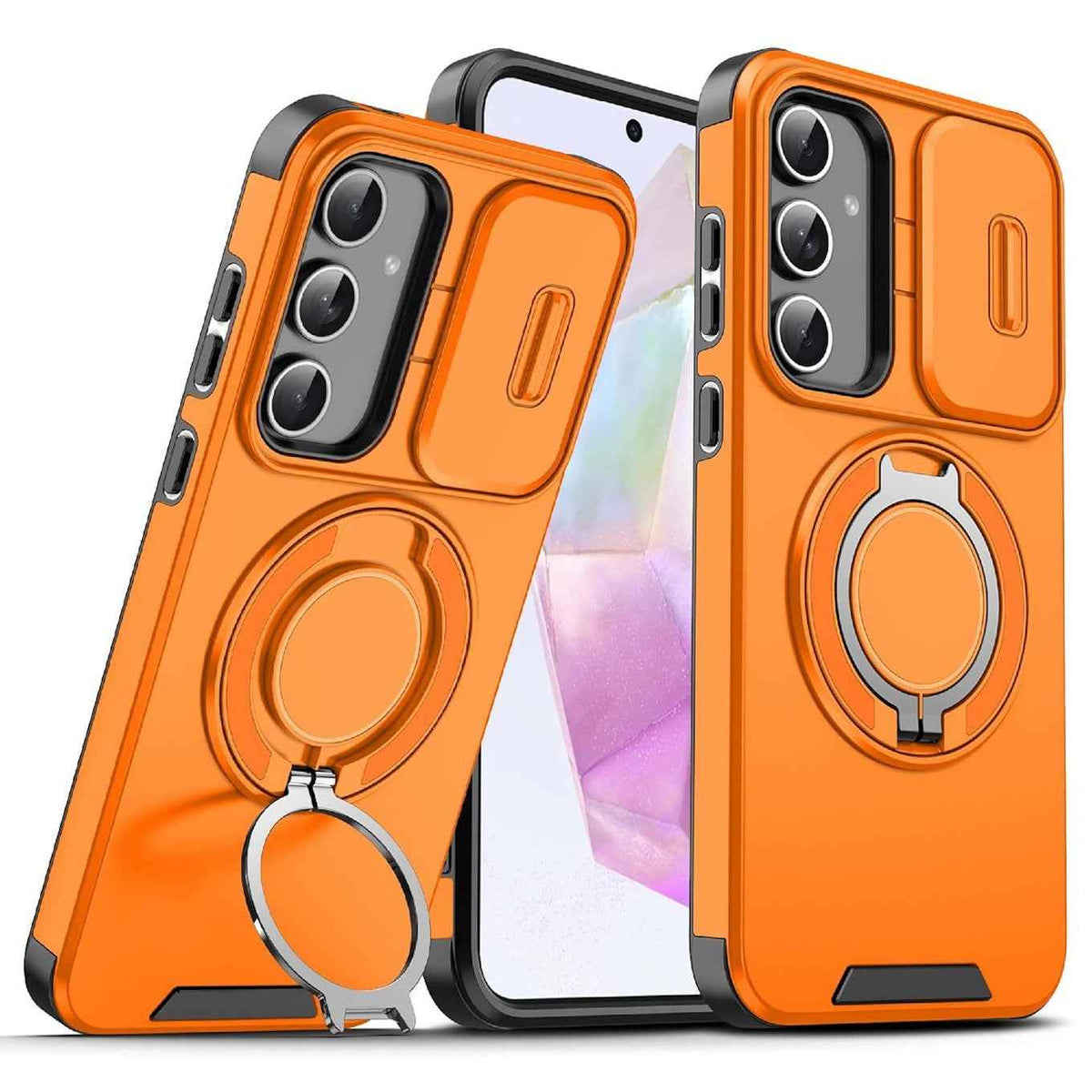 Ring Stand Case for Samsung A55 Orange
