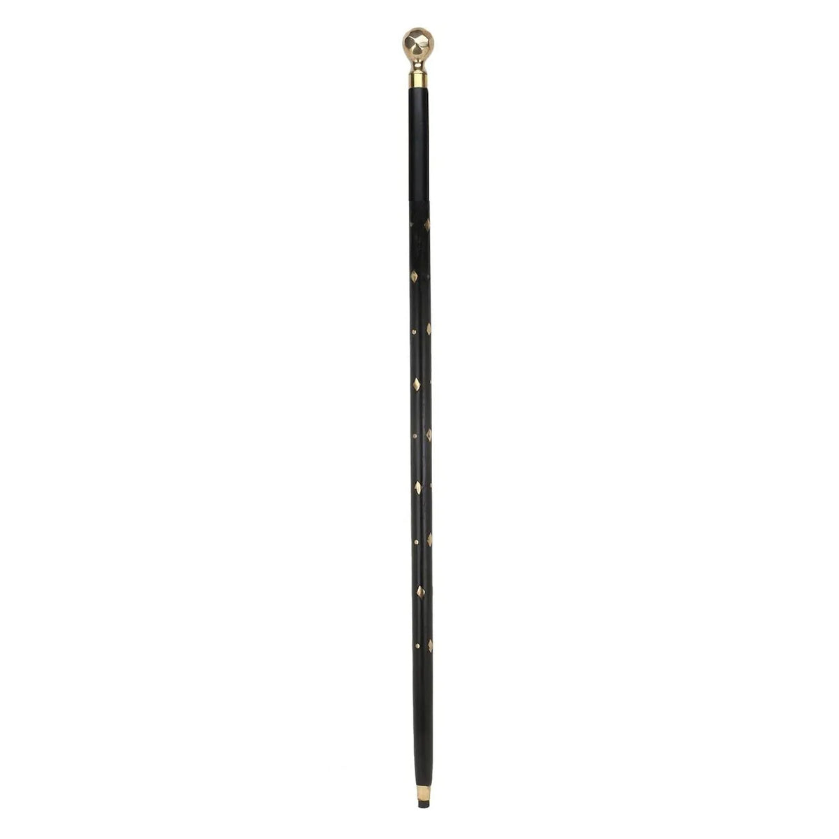 Lightweight wooden walking stick with diamond grip handle resting on a soft white surface
