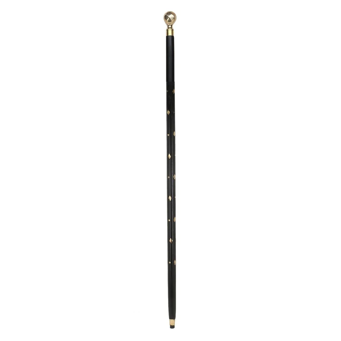 Lightweight wooden walking stick with diamond grip handle resting on a soft white surface