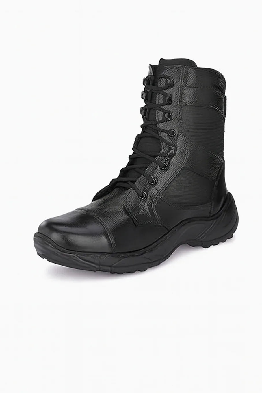 Black mid-calf rubber fire safety boots with sturdy soles, designed for heat and impact protection