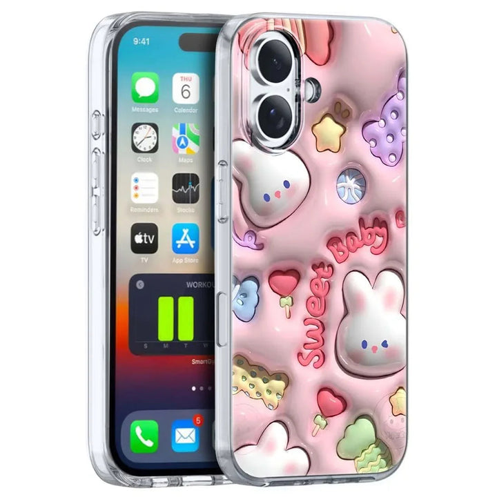 Designer printed protective back case for iPhone 16 with artistic floral design