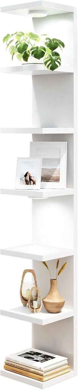 7 Tier White Floating Wall Shelf with LED