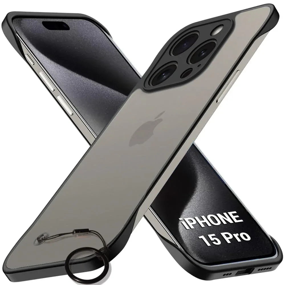 Frosted matte back case fitted on an iPhone 15 Pro showing slim, protective design