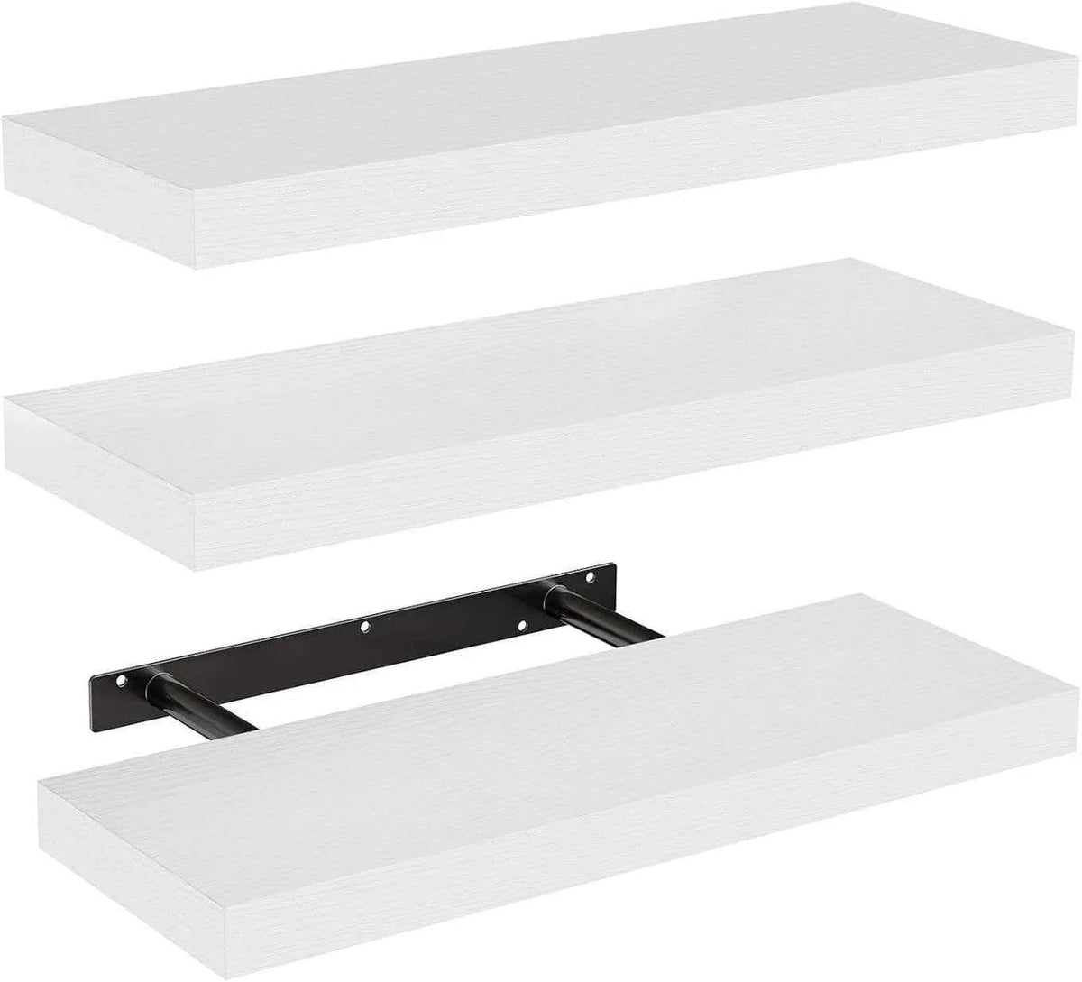 White Floating Wall Shelves Set of 3
