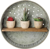 Distressed Metal and Wood Wall Shelf