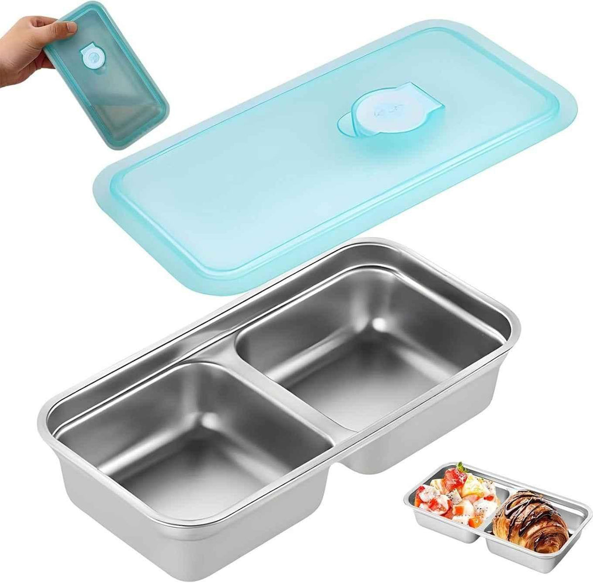 Stainless Steel Bento Lunch Box 2 Compartment