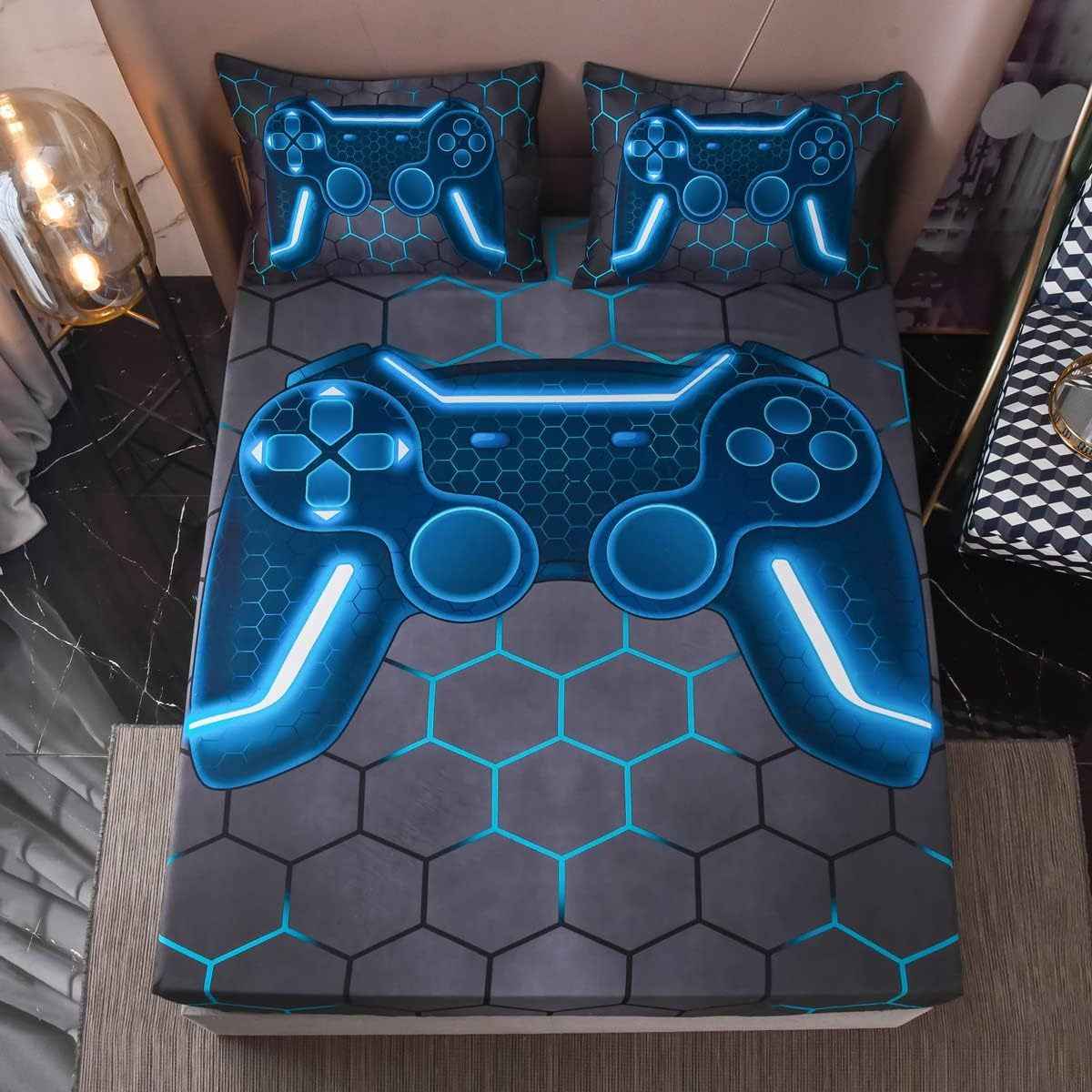 3D Gaming Console Twin Fitted Sheet Set