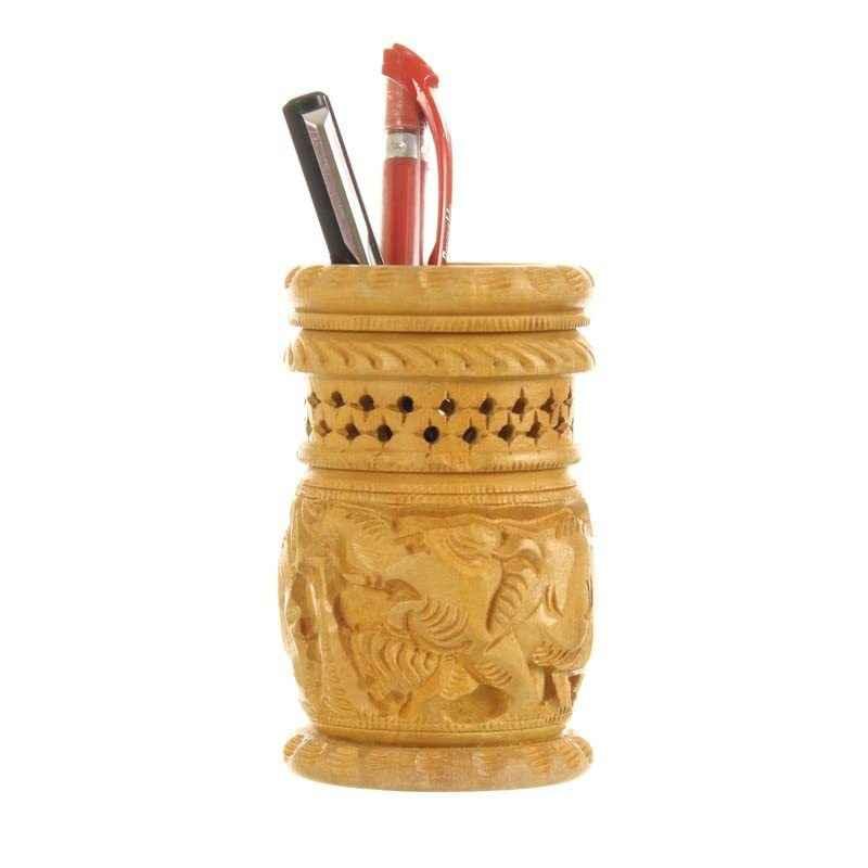 Handcrafted Wooden Pen Stand Organizer