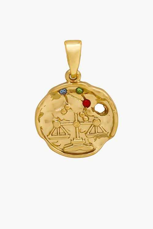 Gold Sculptural Zodiac Sign Pendant Necklace Set