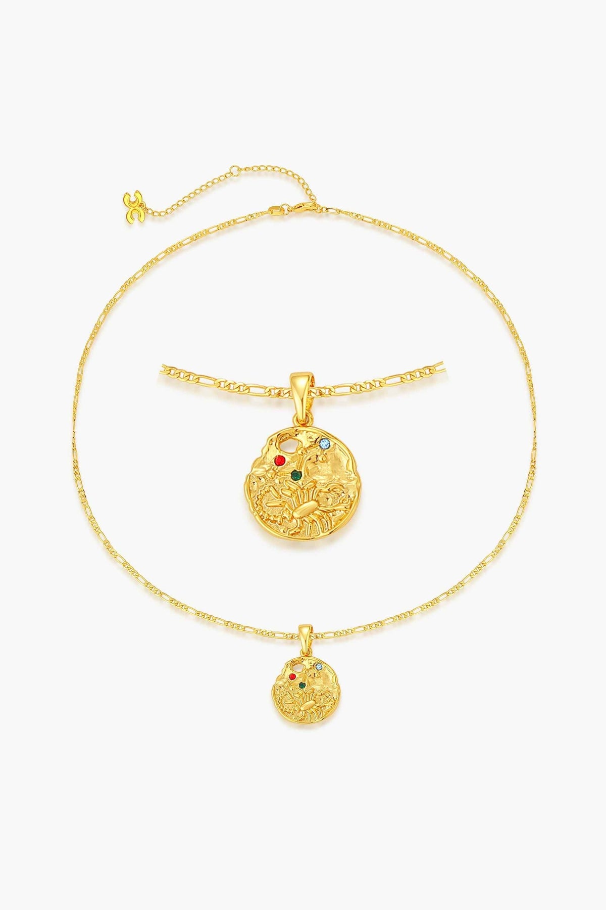 Gold Sculptural Zodiac Sign Pendant Necklace Set