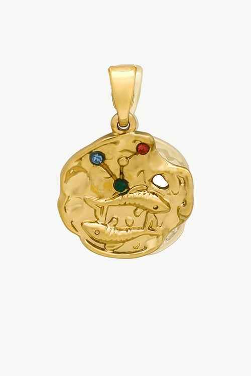 Gold Sculptural Zodiac Sign Pendant Necklace Set