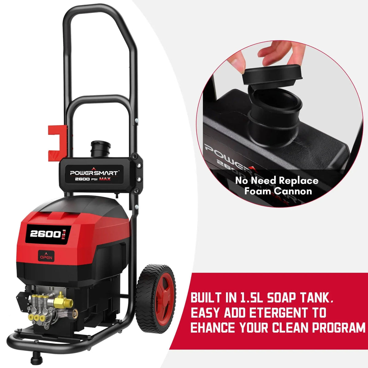Lightweight cordless pressure washer with water hose attached and ergonomic grip