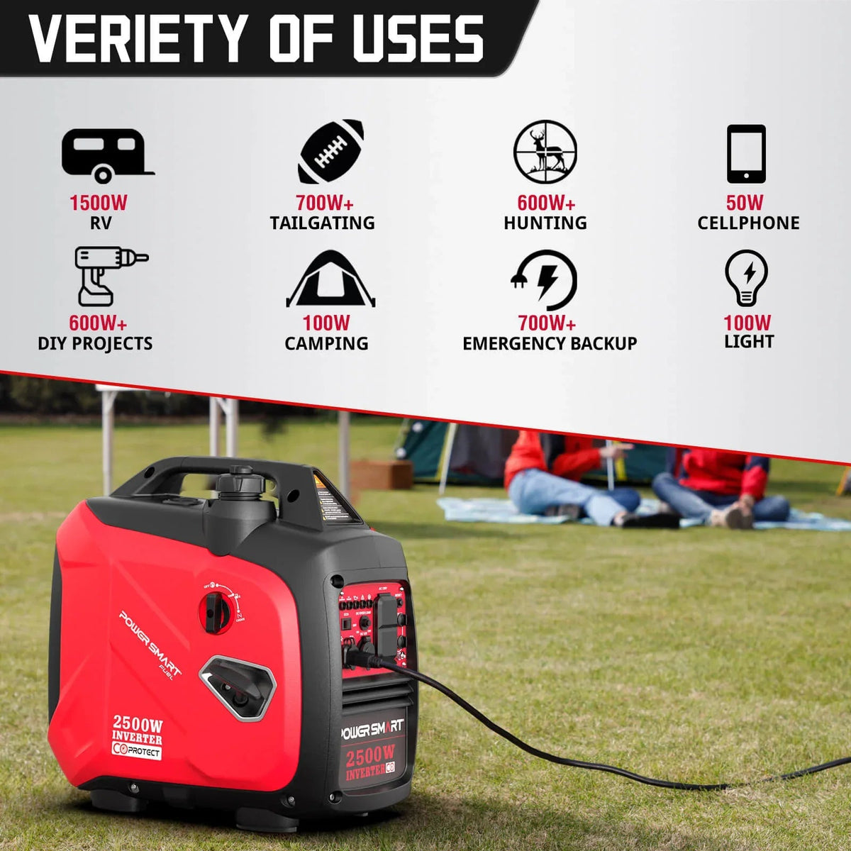 Generator viewed from angle highlighting portability and compact design.