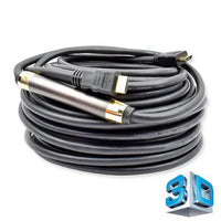 30-meter high-speed HDMI cable with Ethernet and built-in repeater shown coiled on white background