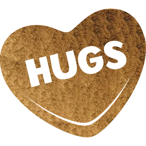 Hammered copper finish Hugs Candy Heart metal wall art close-up view