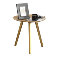Antique style wooden coffee table side end table with storage compartment in a modern interior.