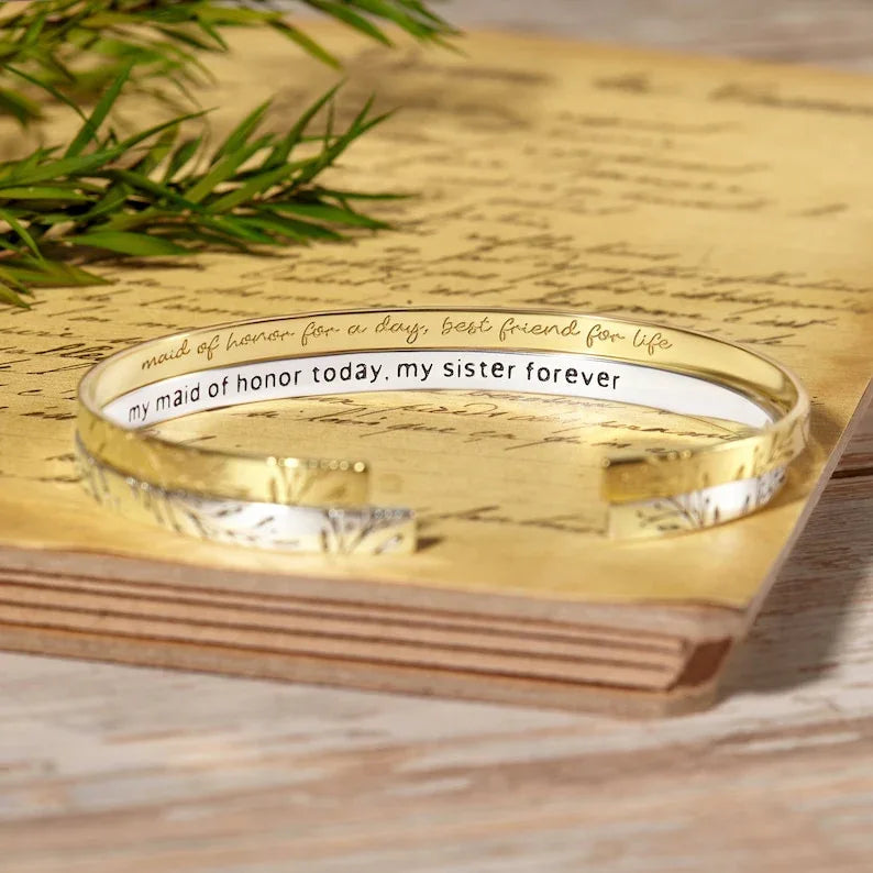 Packaging of the bridesmaid proposal bracelet gift, showing elegant wrapped presentation.