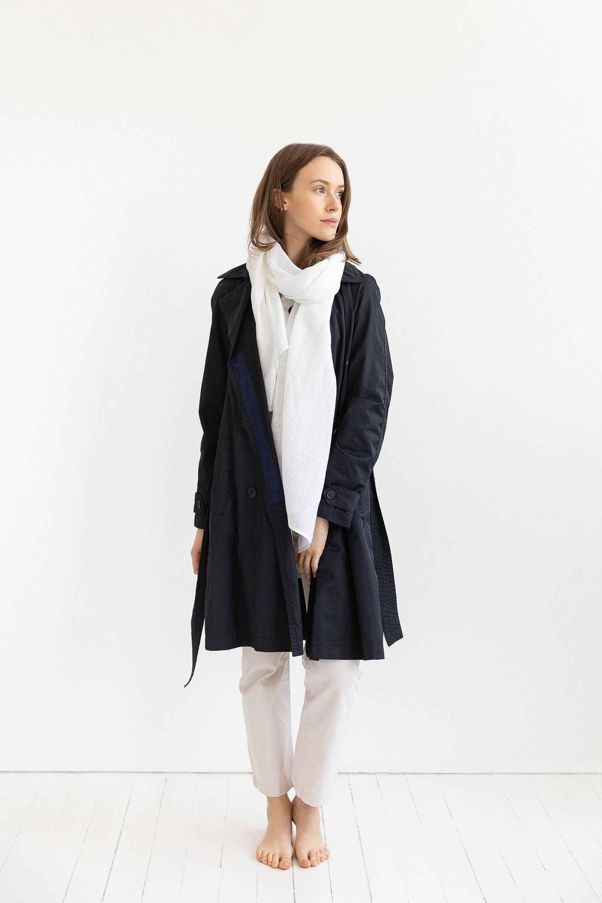 White linen lightweight scarf