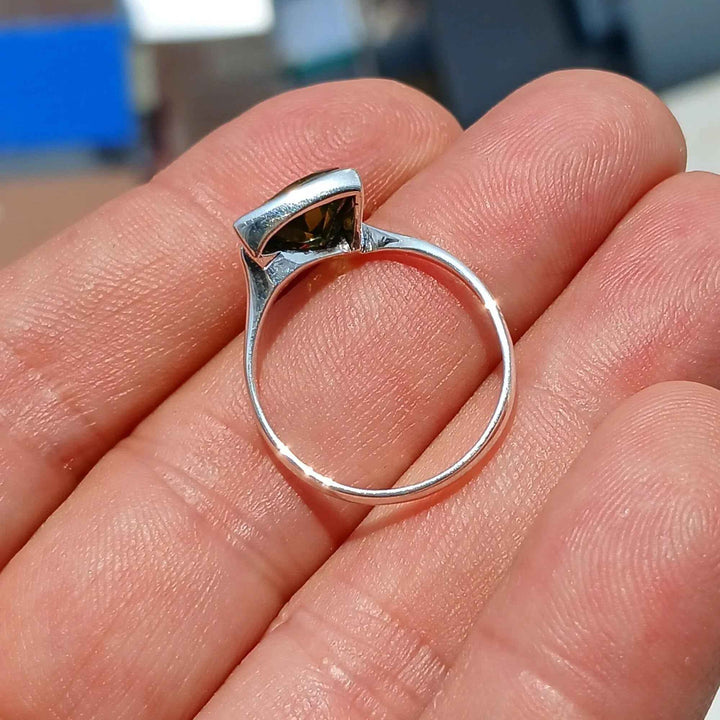 Minimalist Peridot Ring, Sterling Silver Ring, Solitaire Ring, Green