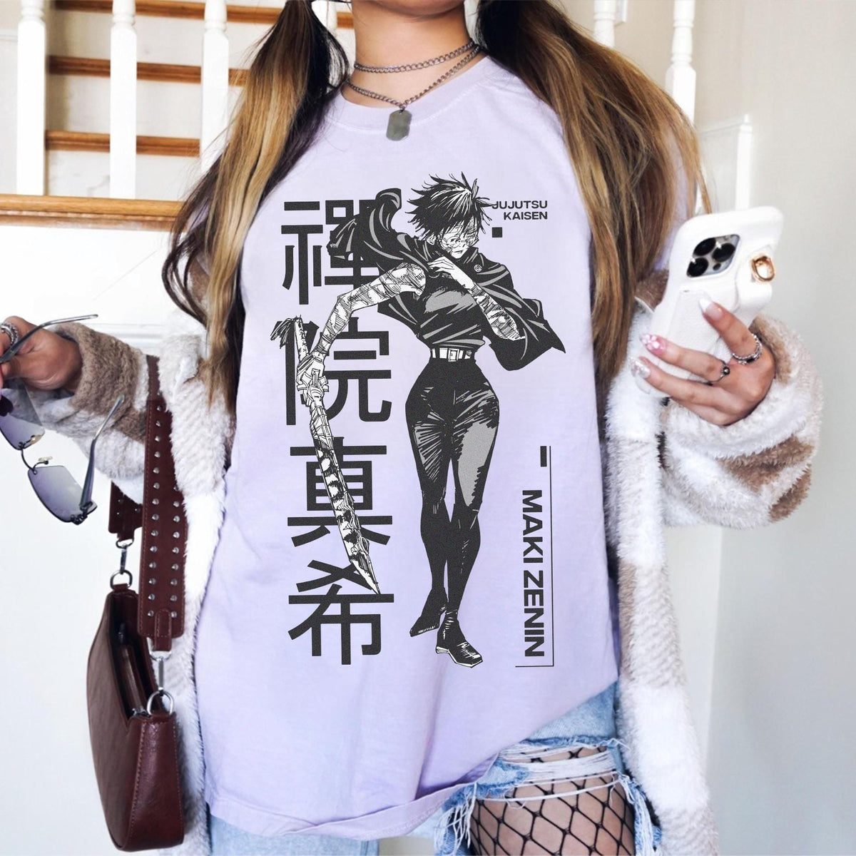 Maki Zenin Jujutsu Kaisen Anime — Gildan Sweatshirt fan art by Snagva (3)