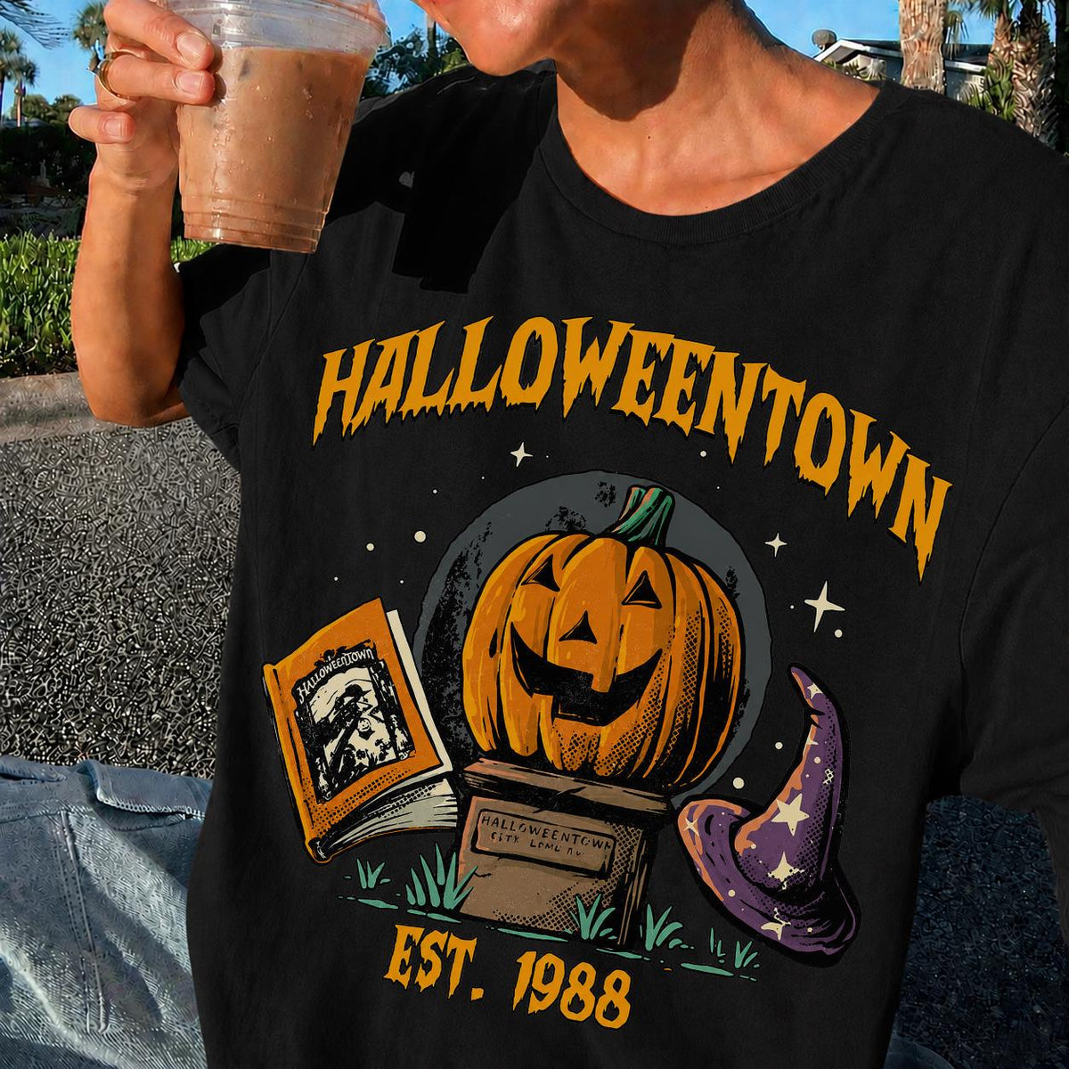 Retro Halloween Town Est 1988 Pumpkin — Bella+Canvas Tee fan art by Snagva (4)