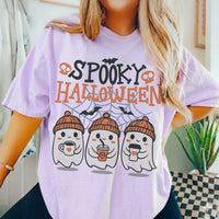 Retro Spooky Halloween Ghost Coffee — Comfort Colors Tee fan art by Snagva (3)