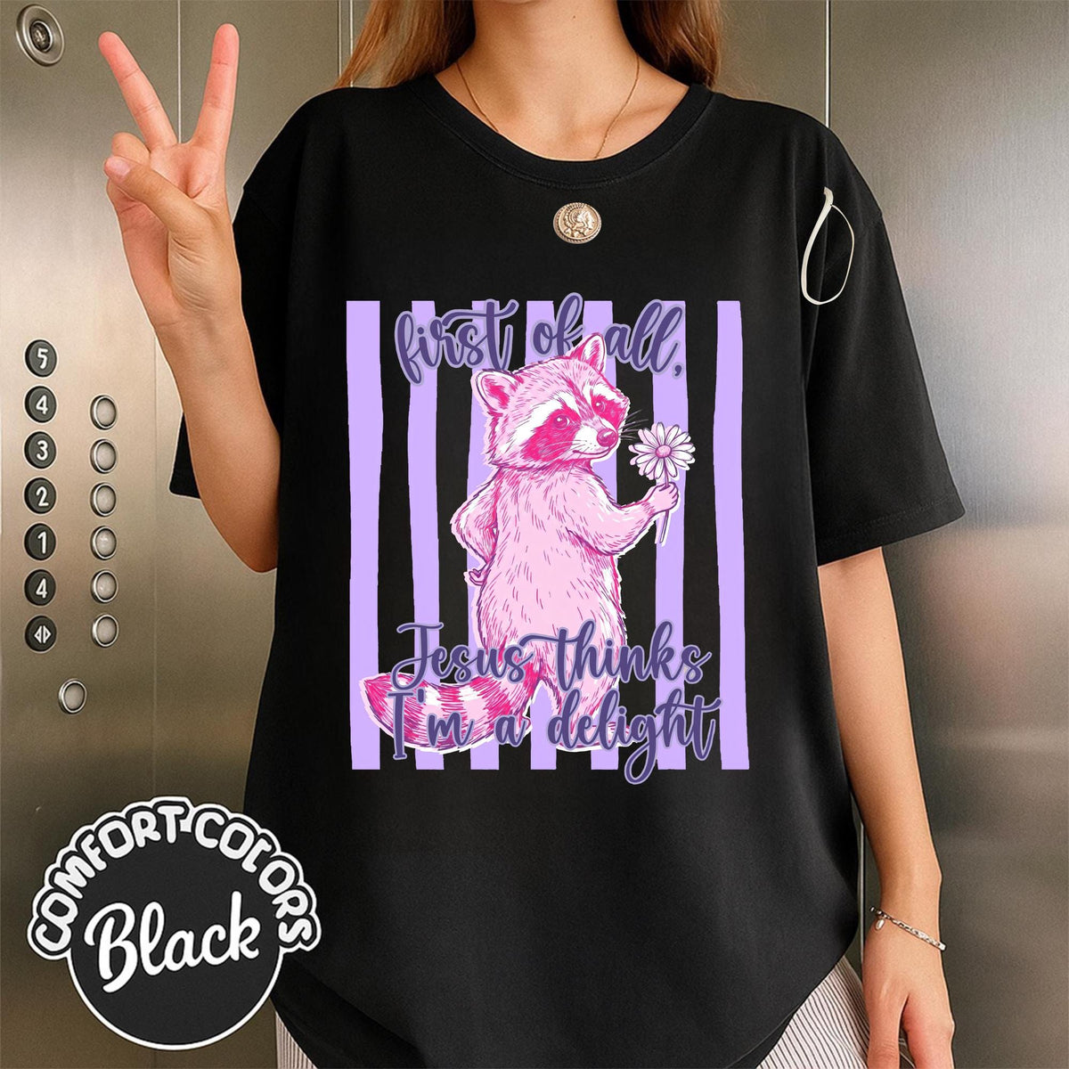 Jesus Thinks I'm A Delight Raccoon — Comfort Colors Tee fan art by Snagva (2)
