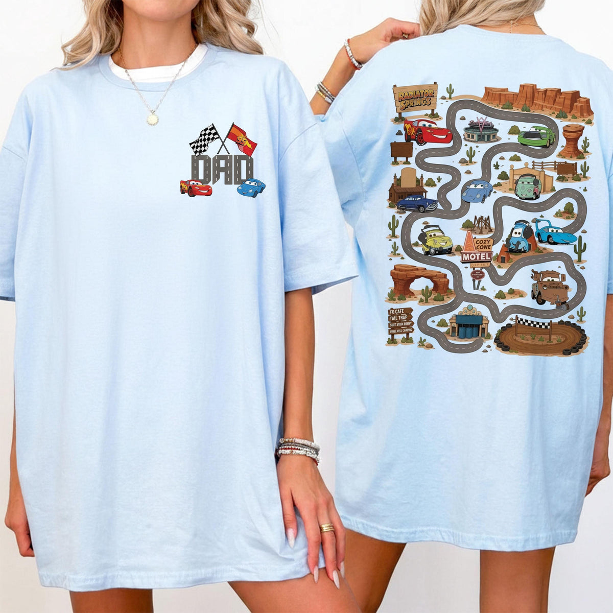 Two Sided Pixar Cars Radiator Springs Map — Gildan Hoodie fan art by Snagva (4)