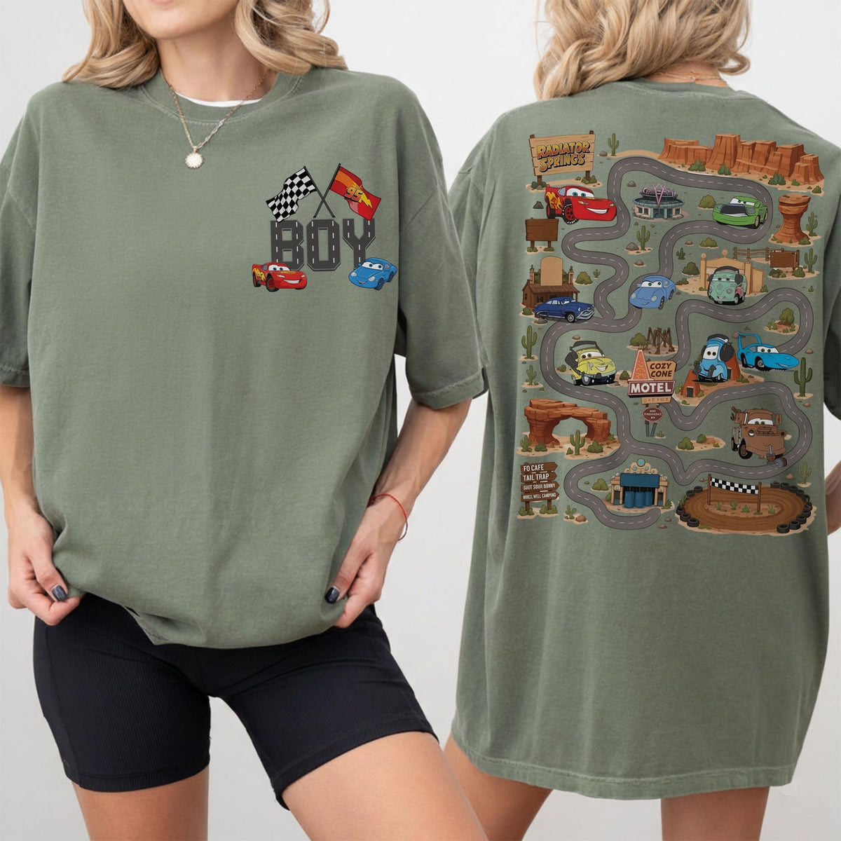 Two Sided Pixar Cars Radiator Springs Map — Gildan Hoodie fan art by Snagva (6)