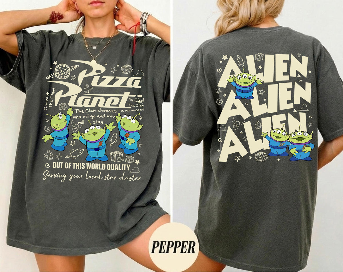 Toy Story Pizza Planet Aliens Comfort Colors — Bella+Canvas Tee fan art by Snagva (2)