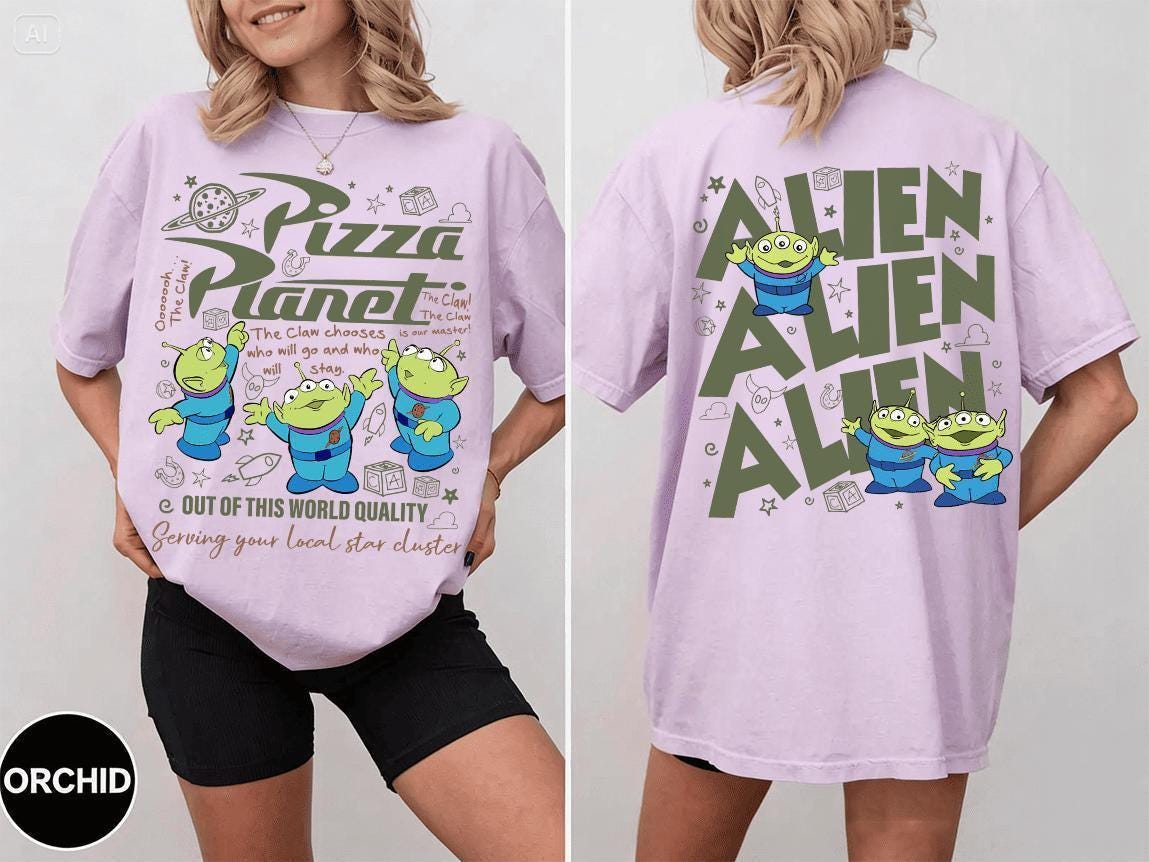 Toy Story Pizza Planet Aliens Comfort Colors — Gildan Hoodie fan art by Snagva (3)