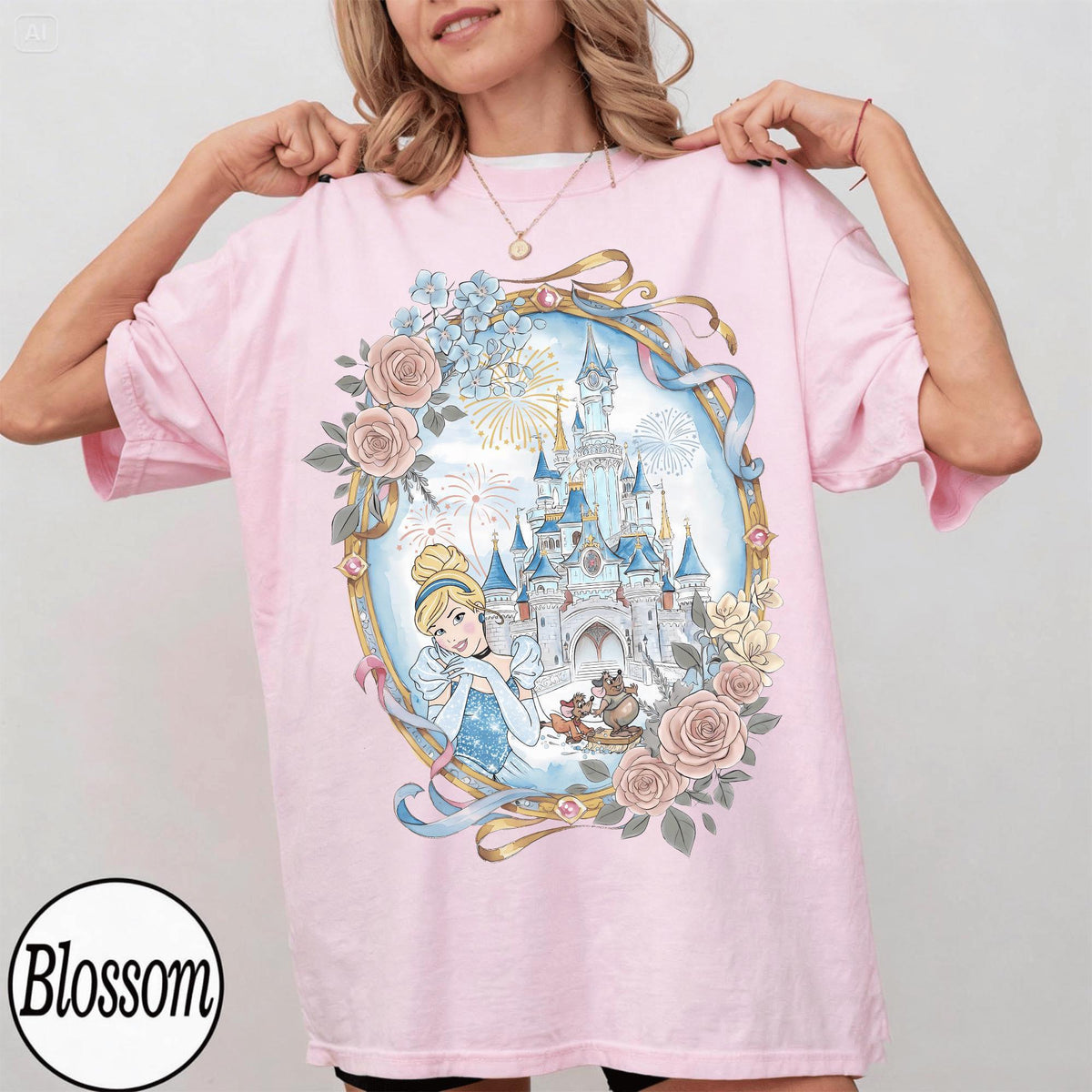Cinderella Watercolor Castle — Gildan Sweatshirt fan art by Snagva