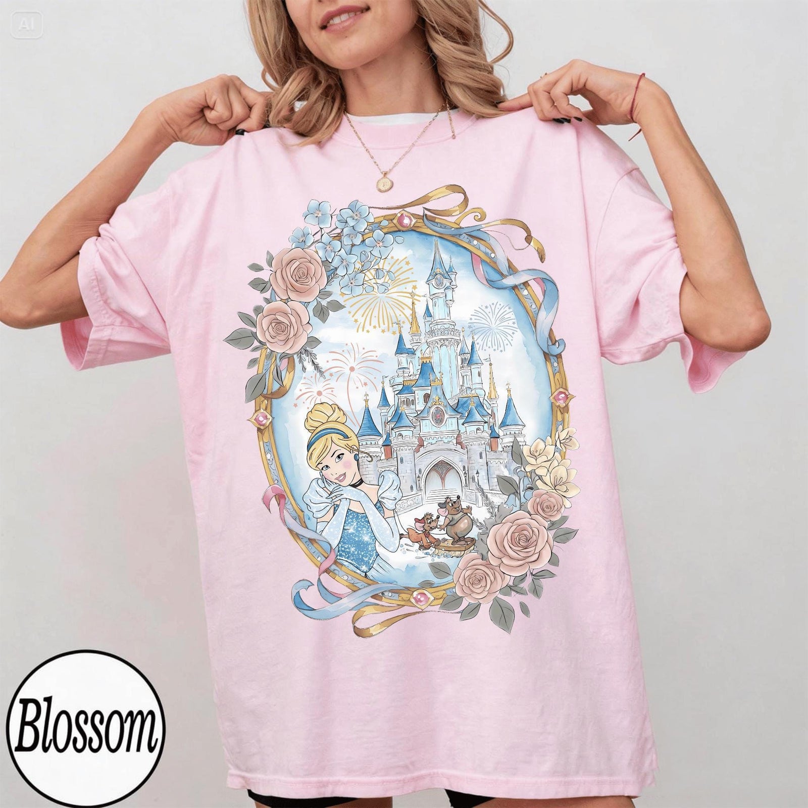 Cinderella Watercolor Castle — Gildan Hoodie fan art by Snagva