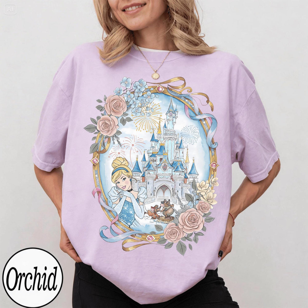 Cinderella Watercolor Castle — Gildan Sweatshirt fan art by Snagva (2)