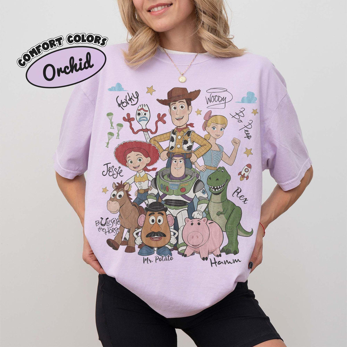 Retro Toy Story Characters Comfort Colors — Gildan Hoodie fan art by Snagva (4)