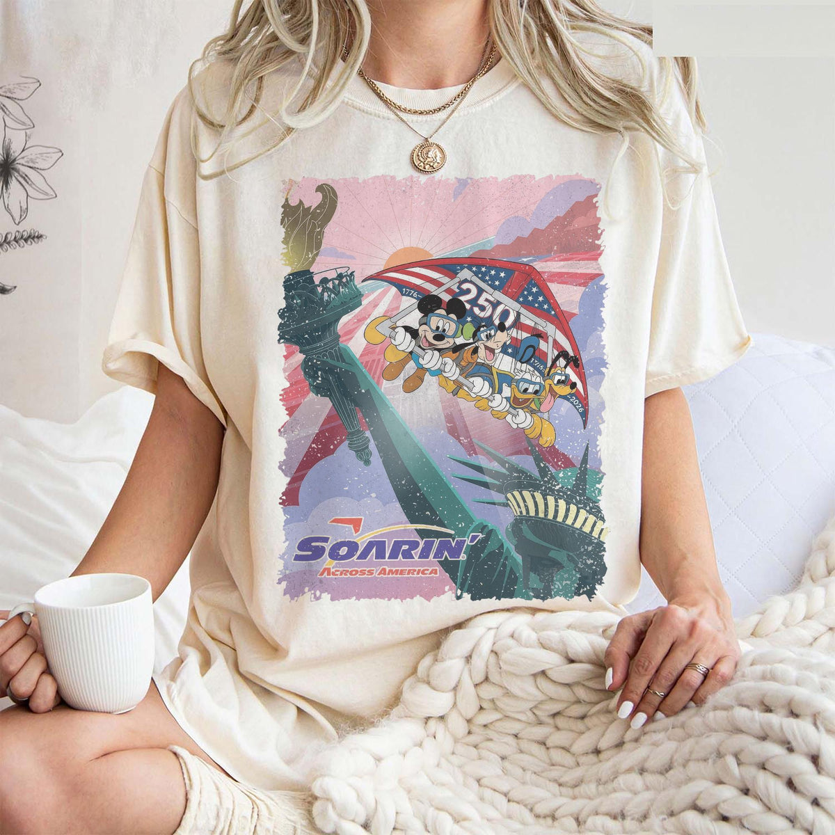 Retro Retro Soarin' Across America Mickey and Friends — Comfort Colors Tee fan art by Snagva