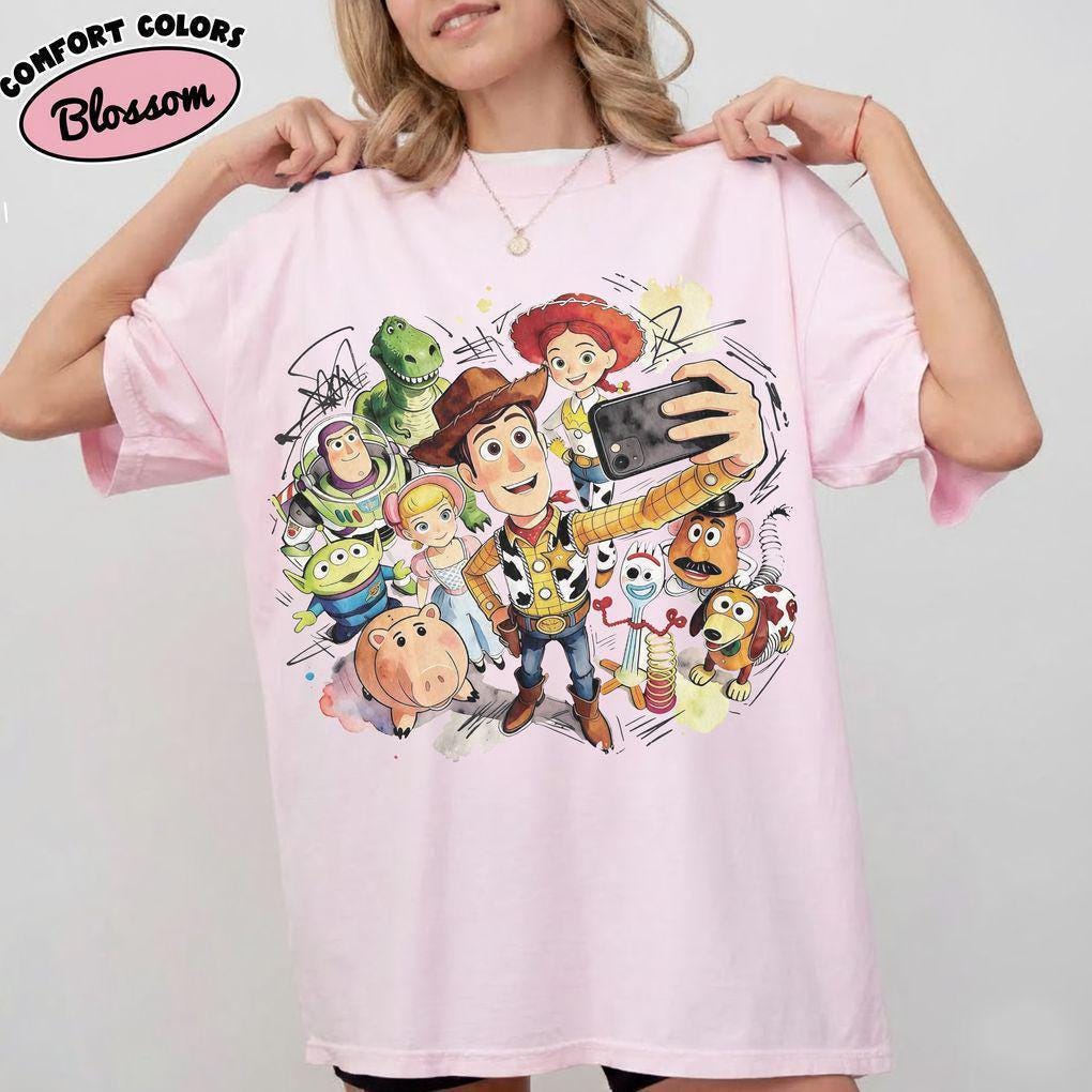 Retro Toy Story Friends Selfie — Bella+Canvas Tee fan art by Snagva
