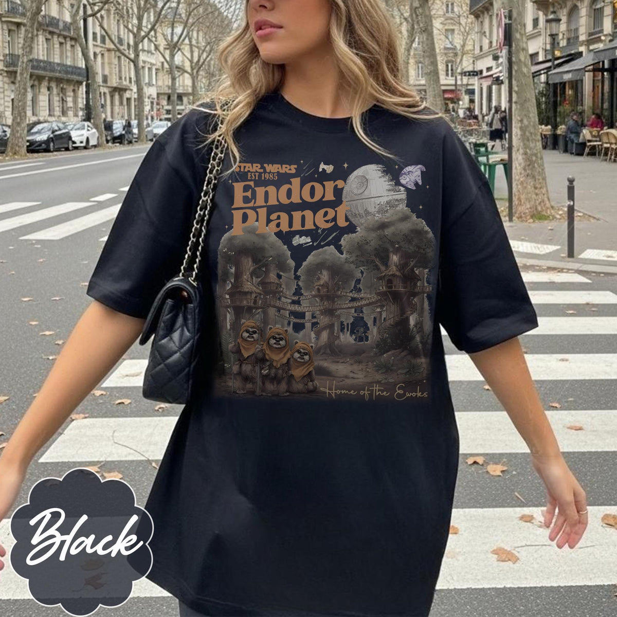Retro Star Wars Endor Ewok Planet — Bella+Canvas Tee fan art by Snagva (3)