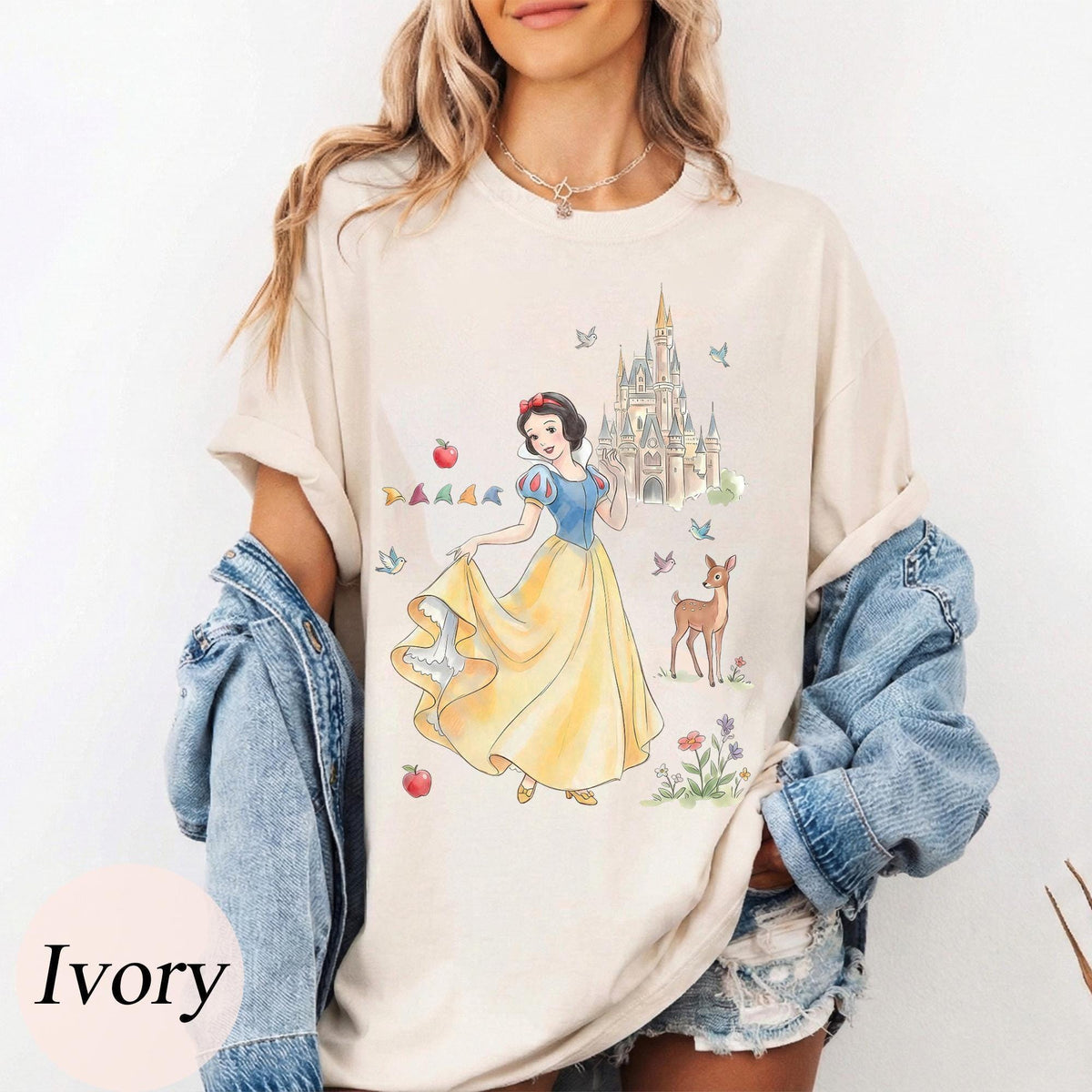 Retro Disney Princess Coquette Bow — Bella+Canvas Tee fan art by Snagva (3)